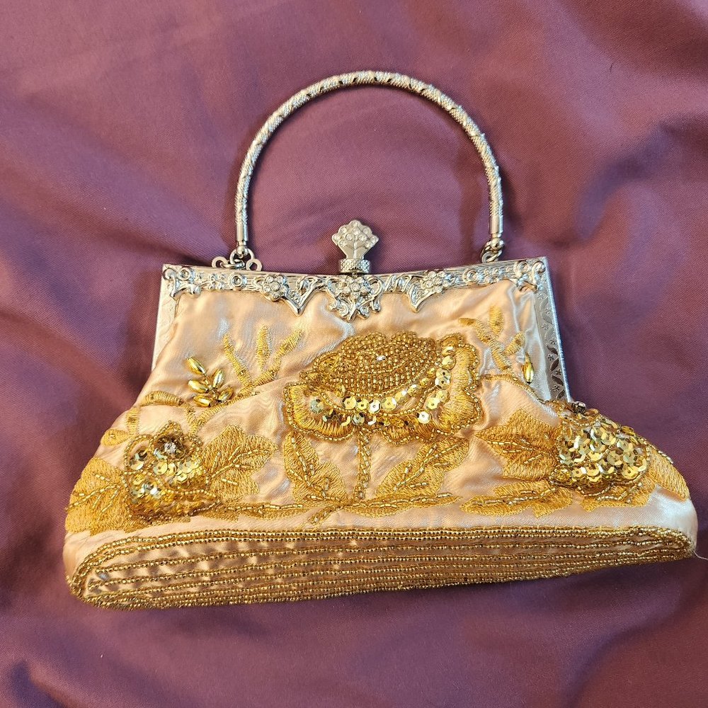 1920s Vintage Style Gold Clutch Evening Bag